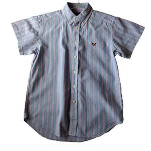 American‎ Living Button Down Shirt Boy M 12/14 Blue Short Sleeve Casual School